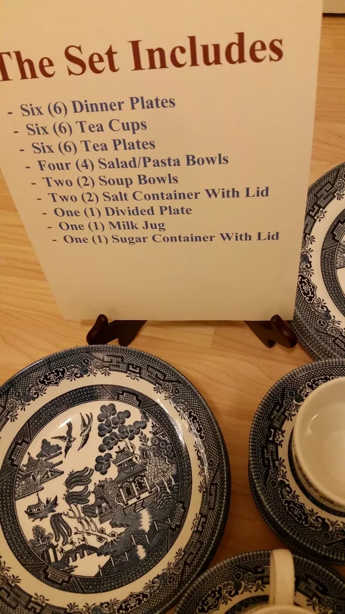 32 Pcs England Churchill Blue Willow China Dinner Set Gift