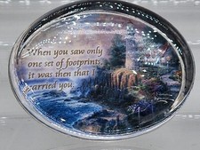Paper Weight THOMAS KINCAID THE LIGHT OF PEACE Crystal Glass Jesus Footprints