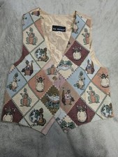 Vintage Samura Embroidered DINOSAURS Tapestry Women's MED Grandmacore Vest NEW