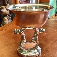 Vintage 1958 Lehman Bros Silver Plated Pedistal Cupids Compote