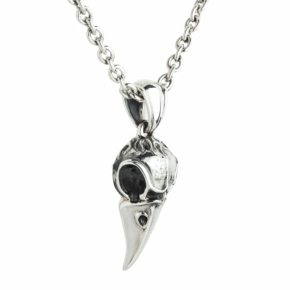 Ciondolo teschio corvo in argento sterling - Immagine 2 di 4