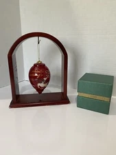 Pier 1 Prancing Reindeer 2014 Li Bien Inside Art Glass Christmas Ornament5” Box