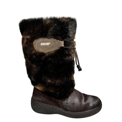 OSCAR SPORT Après Ski Fur Boots WEDGE Made In ITALY Size EU 38, 7.5