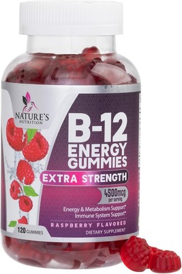 B-12 Vitamin Energy Gummies - 4500mcg Extra Strength B12 Gummy Chewables