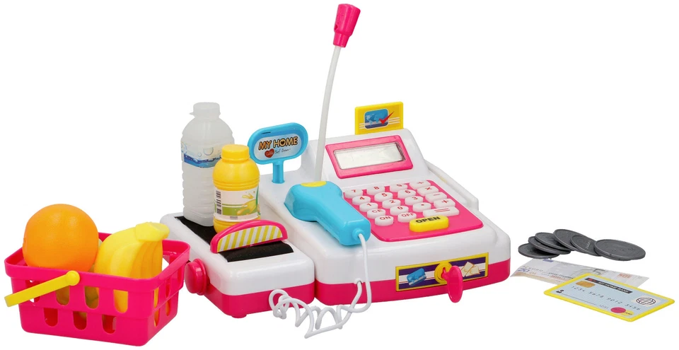 EDDY TOYS Kinder Spielzeug Kasse Spielzeugkasse Registrierkasse mit Mikrofon Licht Ton