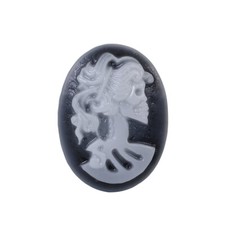 Cameo Cabochon Flatback Oval 25x18 Female Skeleton Gothic Resin Skull