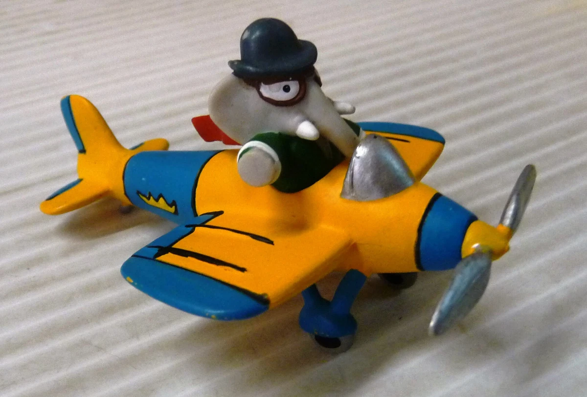 babar en avion plastoy tintin 7.5 cm longueur.