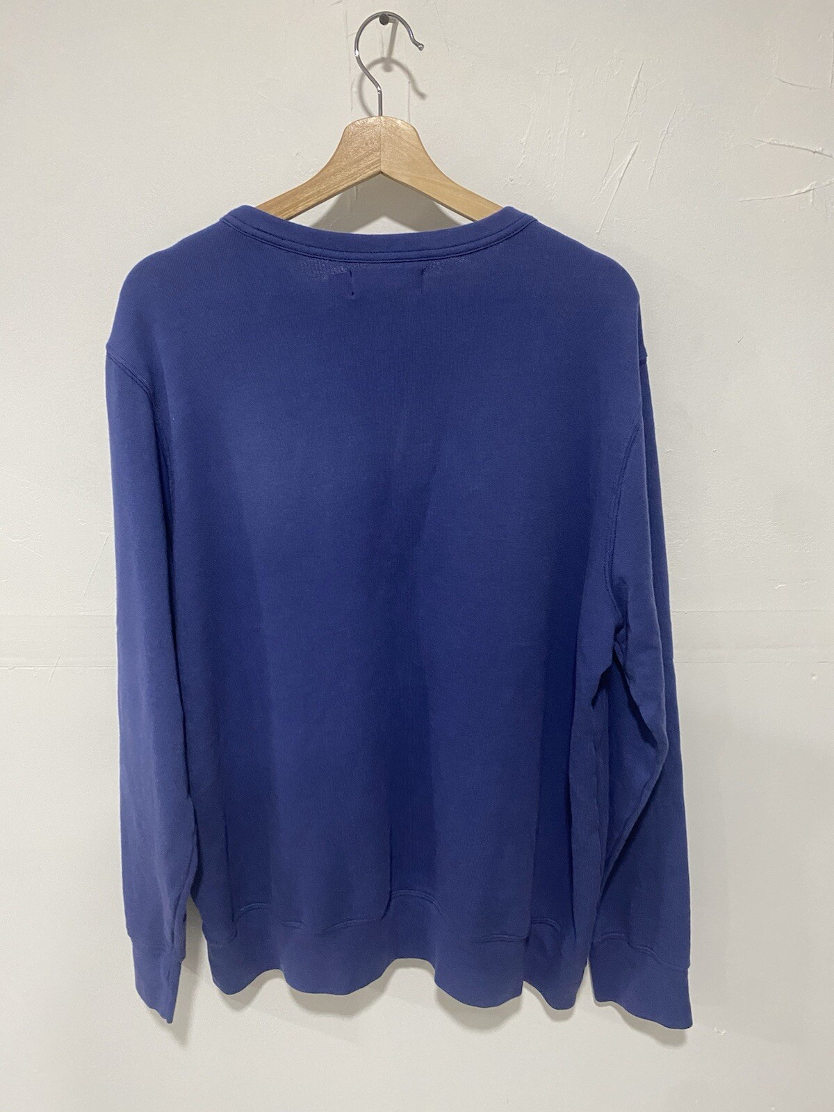 VINTAGE Polo Ralph Lauren Felpa Sbiadita dal Sole Uomo Blu Cotone Rosso Pony