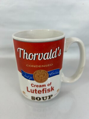 Bergquist Imports Thorvalds Cream of Lutefisk White Ceramic & Porcelain Soup Mug