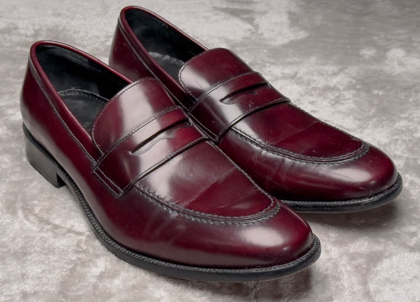 Cole Haan Burgundy Leather Mens Penny Loafers Slip-On Dress Shoes Size 12