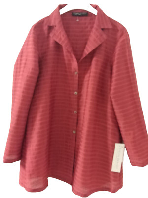 NEU! Bluse EVELYN BRANDT  65% Leinen 22% Viskose Langarm Rostrot in Gr. 40