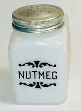 Vintage Frank Tea & Spice Co Dove Brand White Milk Glass 2 Oz-Nutmeg Shaker