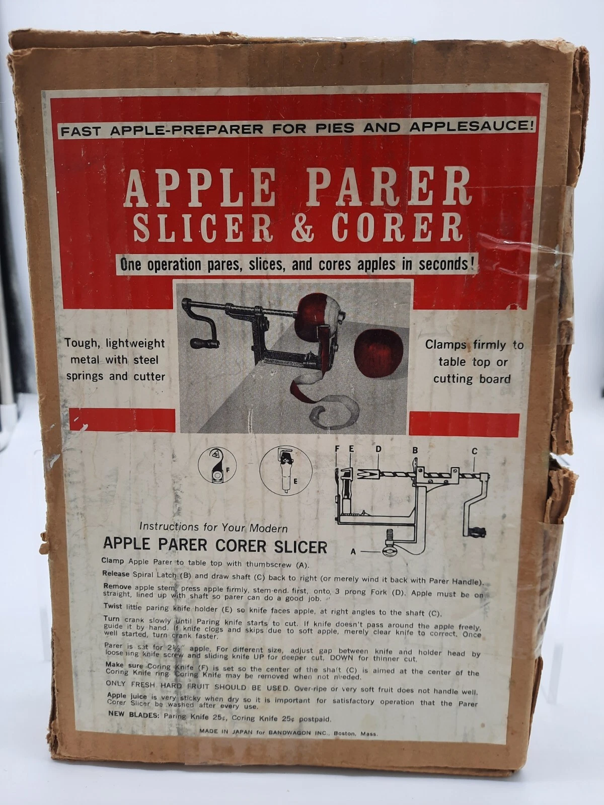 Bandwagon Apple Parer Corer Slicer New In Open Box Free Shipping Made In Japan