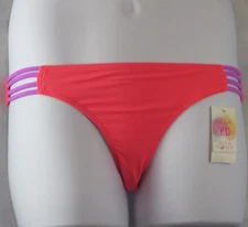 Hula Honey Junior Strappy-Side Hipster Swim Bikini Bottom, White/Black