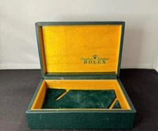 ROLEX Green Watch Box Case 68.00.2 Wood Leather Vintage #20