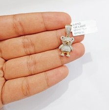 10k Yellow Gold Real Diamond Teddy Bear Charm Pendant