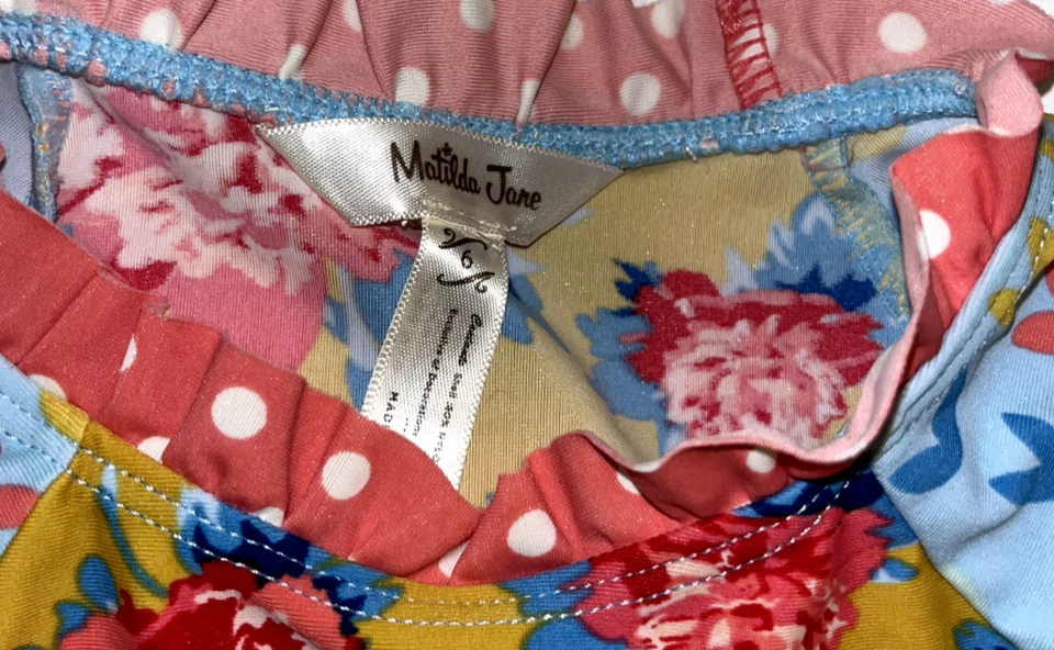 Top de natación Matilda Jane Wind Surfer protección contra erupciones solo NIÑAS TALLA 6 azul amarillo rosa Foto 4 de 4