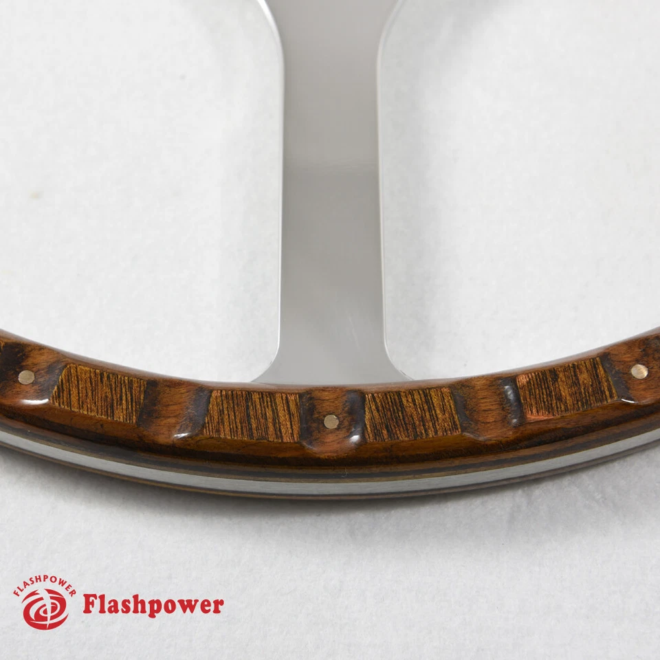 16" Classic Riveted Wood Steering Wheel Horn Button MGTriumph Jaguar Marine Boat - Image 4 of 4