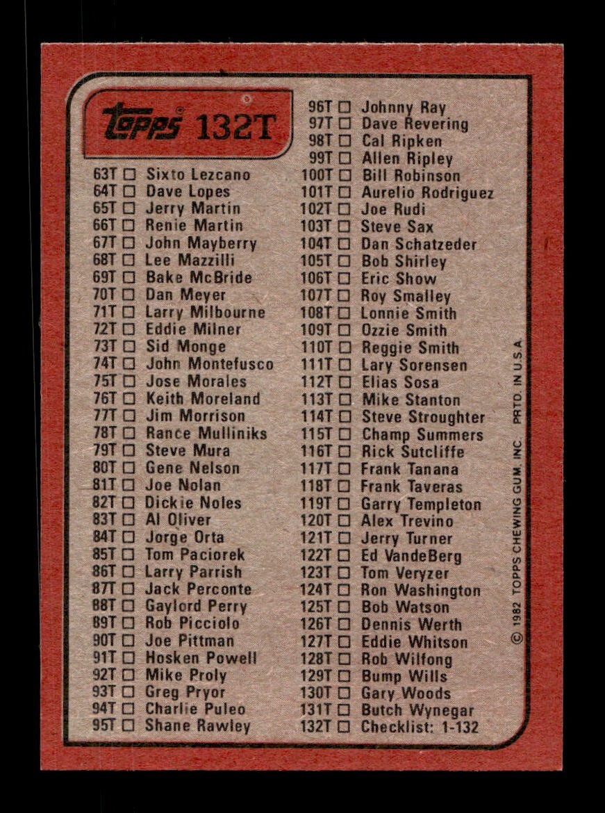 1982 Topps Traded 1-132 EX-MT/NM Pick From List All PICTURED - Picture 143 of 501