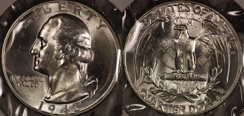 1945-P Washington Silver Quarter CH BU++ AWSOME LUSTER ! STK