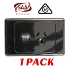 1 x Single 15AMP Power Point GPO - BLACK Electrical Supplies Standard - SAA 15A