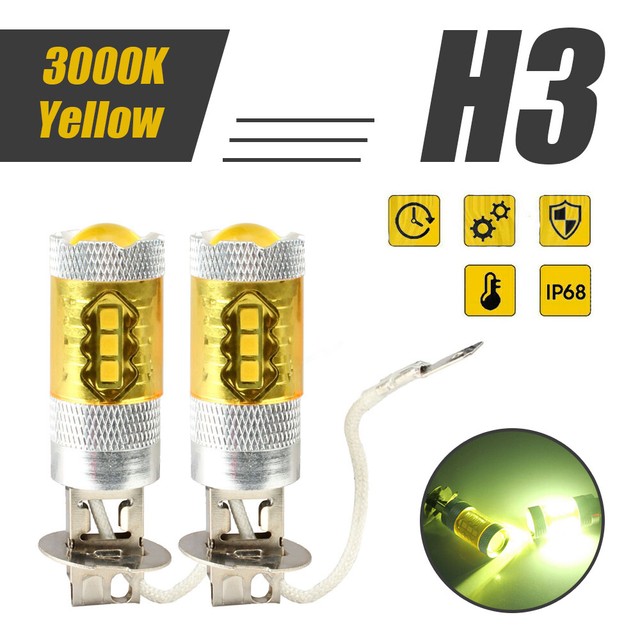 For Lexus GX470 20032009 H3 Fog Light LED 3000K Yellow 80W 2x Foglight