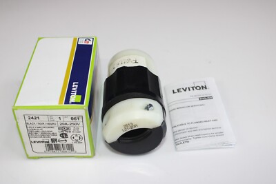 Leviton 2421 Grounding Locking Plug 20 Amp 250V 3 Pole 4 Wire NEMA L15-20P *NIB*