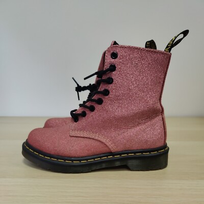 Dr Martens 1460 Pascal Pink Glitter Rare Ankle Sparkly Boots Uk