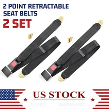 Universal Truck Car Seat Belt Lap Belts Adjustable Two 2 Point Bolt Safety X2