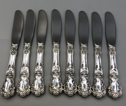 Buttercup by Gorham set of 8 Sterling handle Butter Spreaders with Modern Blade
