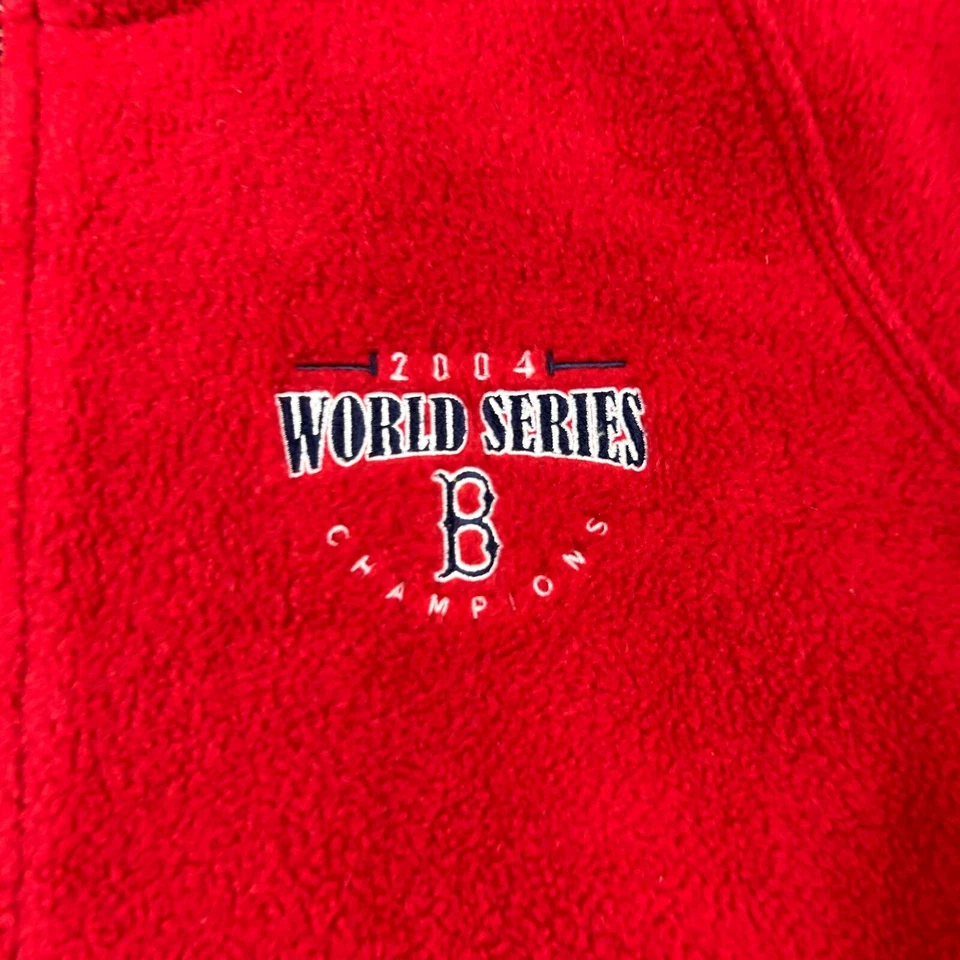 VTG Boston Red Sox Jacket Womens Large Red Fleece Full Zip MLB 2004 World Series - Image 2 of 4