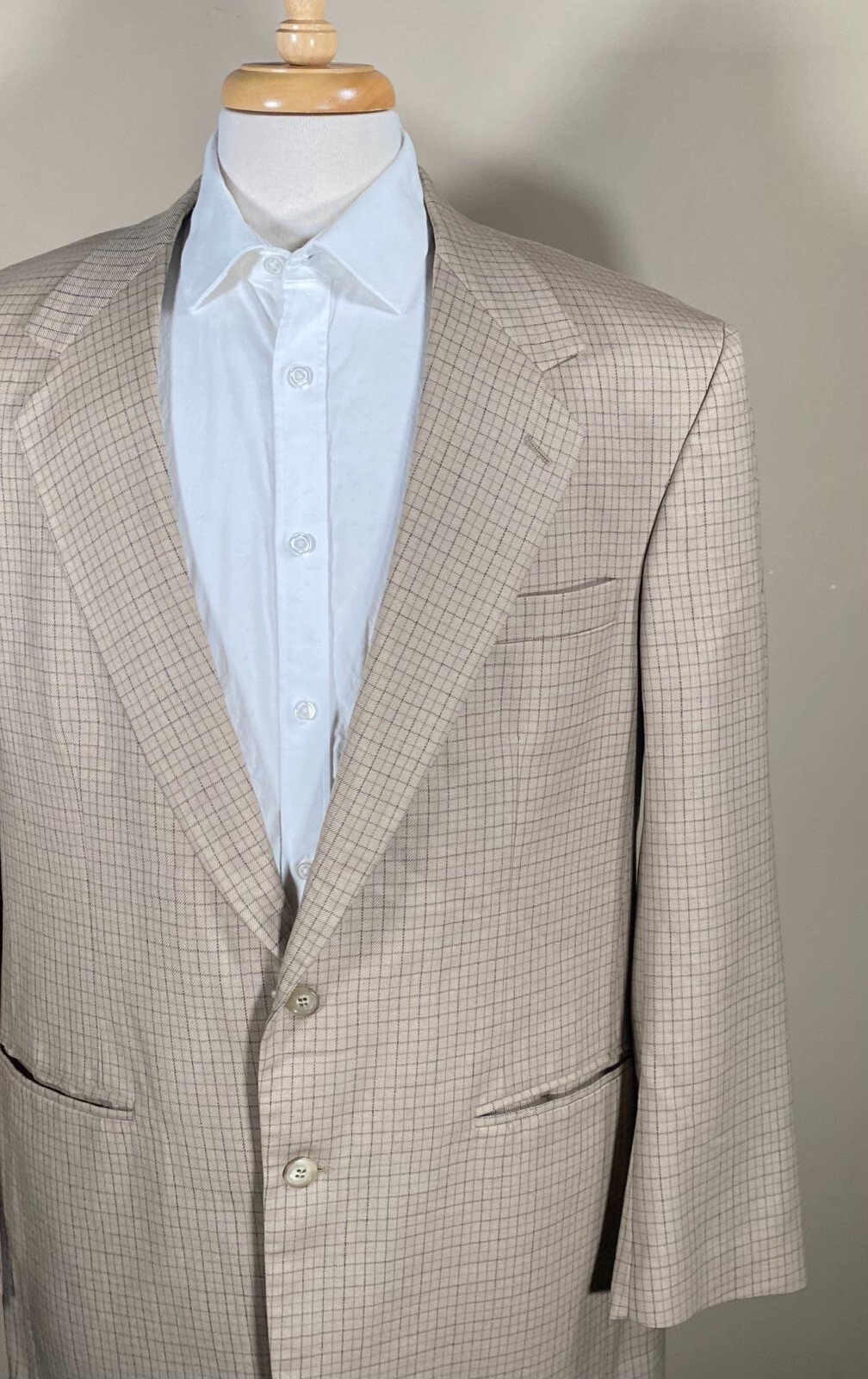 FILA Giacca blazer PETERBOROUGH ROW Bloomingdale's lana 44L 2 Btn beige check USA