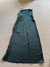 BHLDN Forest Green Maxi Slip Dress Size 16 – Criss Cross Straps, High Slit