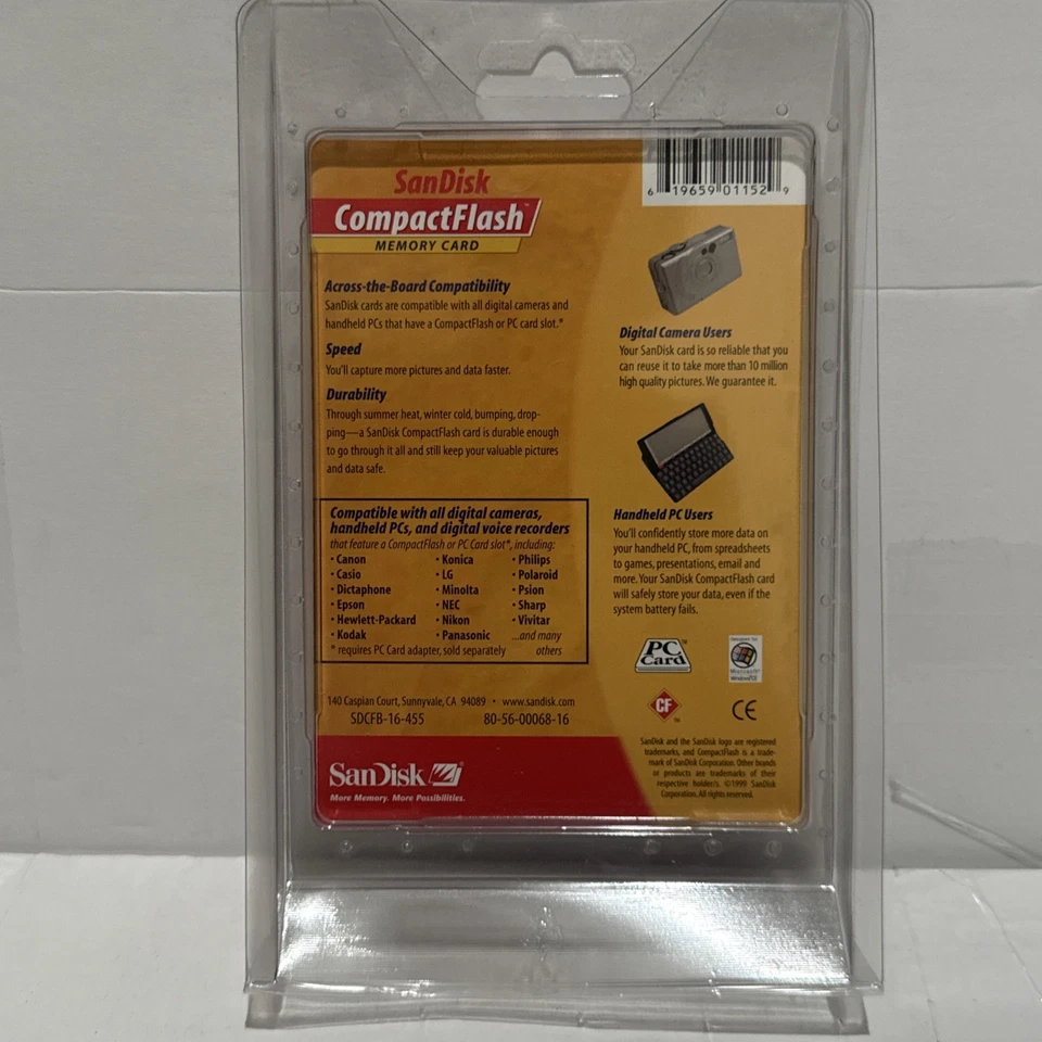 16MB SanDisk Compact Flash Card Memory Card SDCFB-16-455, Brand New Sealed - Image 2 of 2