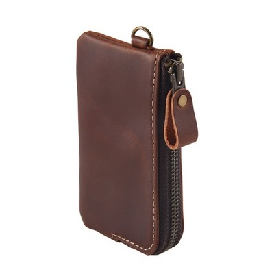 Echt Leder Herren Schlüssel Geldbörse, Reißverschluss Haushälterin Etui Halter, Schlüsselanhänger 7281