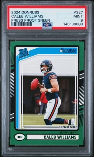 2024 PANINI DONRUSS PRESS PROOF GREEN #327 CALEB WILLIAMS ROOKIE RC PSA 9