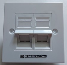 Cat6+ UTP DOUBLE RJ45 Angle Socket Loaded FACE PLT 1 Gang Ethernet Outlet 10 OFF