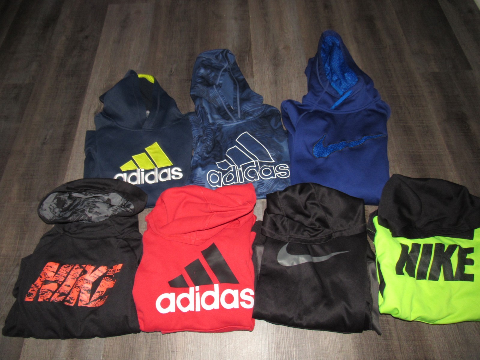 All ADIDAS NIKE Hoodie Lot Of {7} Boy's Medium 10 12 Sweatshirts Hooded EUC