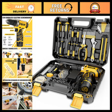 166-PC Home Tool Kit with 12V Cordless Drill, Storage Case, DIY Essentials