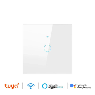 Tuya Wifi Smart Light Switch No Neutral Wire Touch Panel EU Wall Switch Wireless