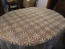 Vintage Ivory hand crochet pinwheel lace tablecloth 86 x 75" clean no damage