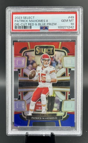 2023 Select #49 PATRICK MAHOMES Red & Blue Die-Cut Prizm PSA 10 GEM MINT