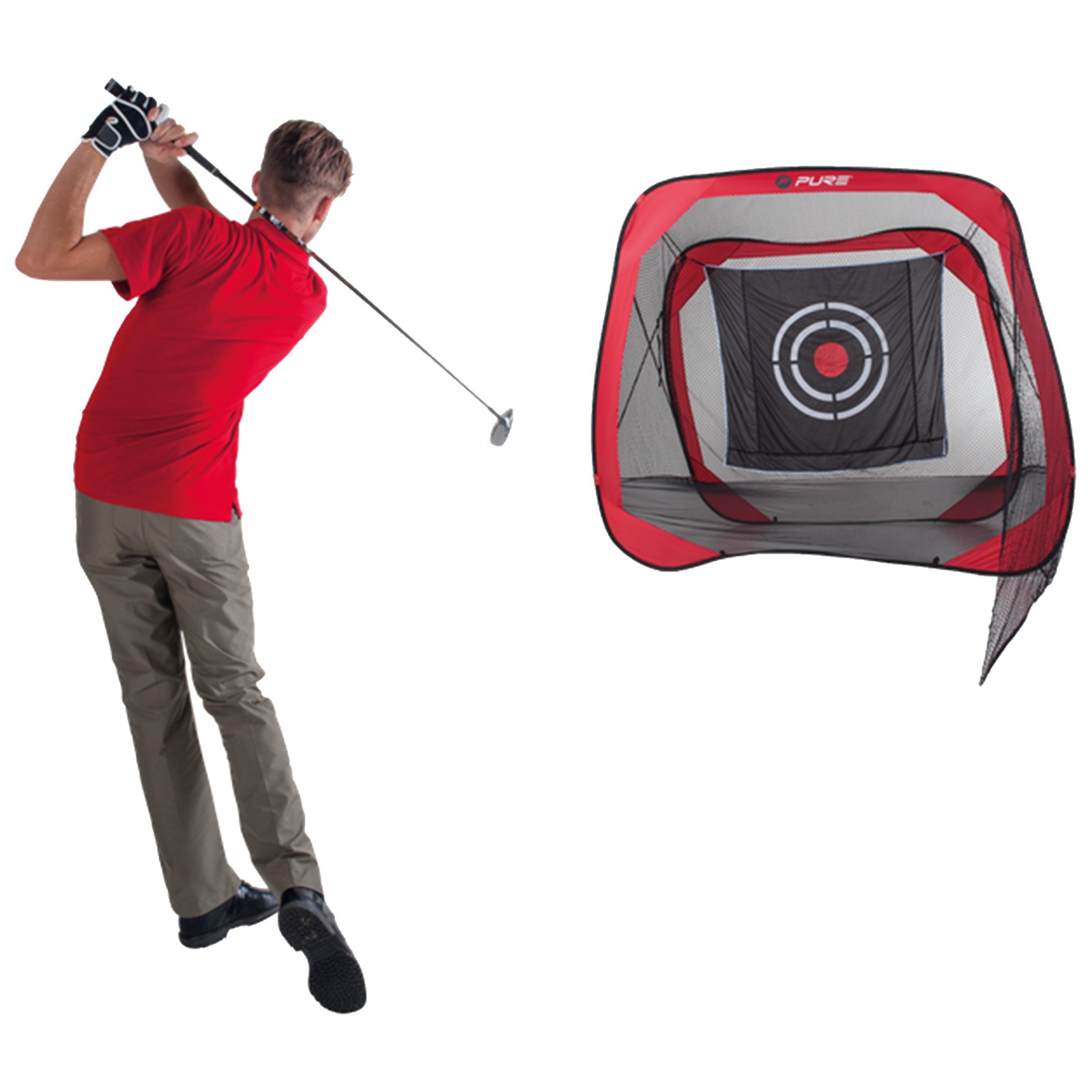 Red de conducción cuádruple emergente Pure2Improve 2025 2 m para práctica de golf swing ayuda para entrenamiento
