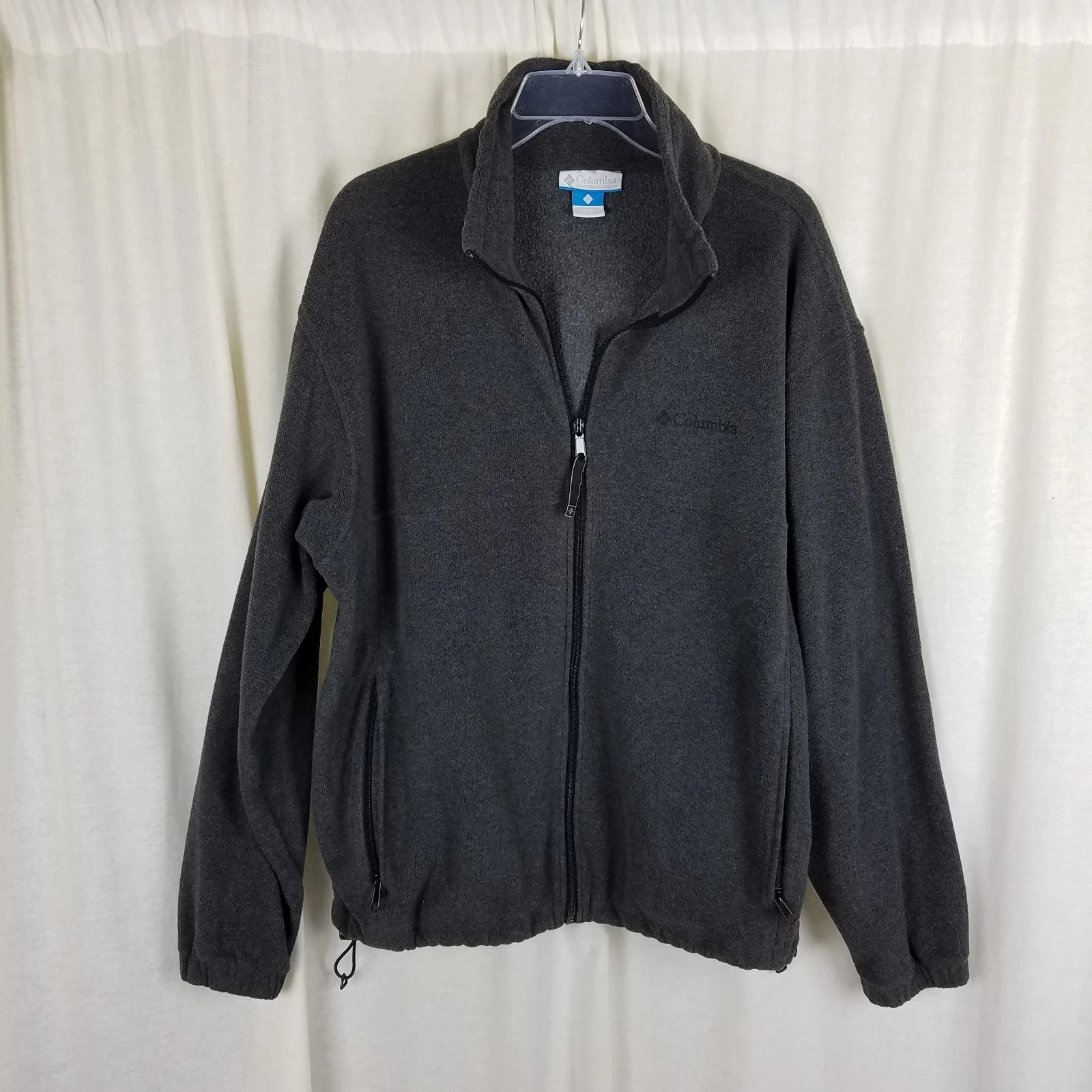 Columbia Steens Mountain Fleece Jacket Full Zip Mens L Funnel Neck Anorak Gray