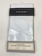 Dockers Set of Nine White Cotton Handkerchiefs Absorbant Father Dad Grandpa NEW