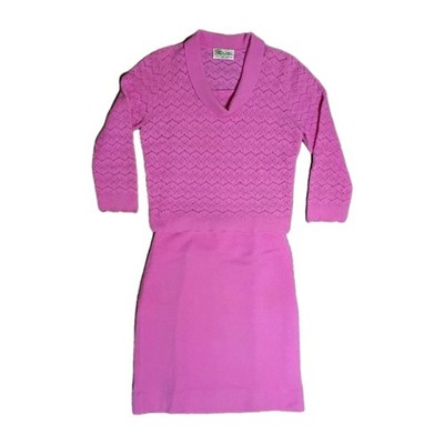 VTG 1960s Dalton Women's 10 Small Twin Set 100% Cashmere Scalloped Sweater Skirt