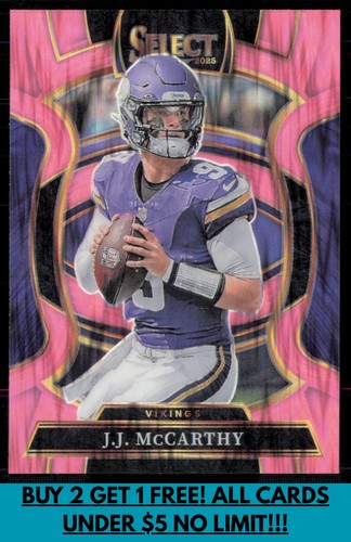 J.J. McCarthy 2025 Panini Select #63 Pink Prizm Shock