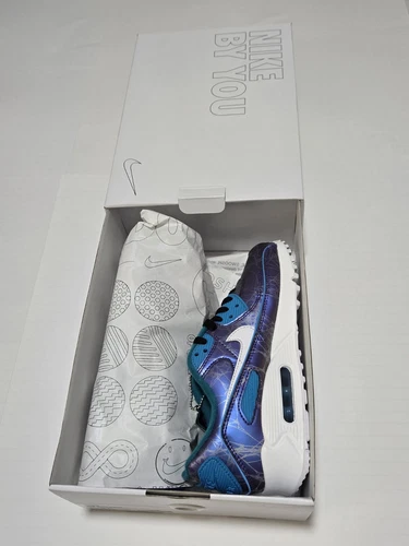 Nike Air Max 90 ID By You Metallic Puple Laser Blu Uomo Taglia 6.5 FD5176 900 Nuove con scatola