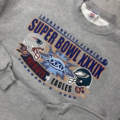Vintage 2005 Eagles Vs Patriots Super Bowl XXIX Pullover Sweatshirt Men s XL