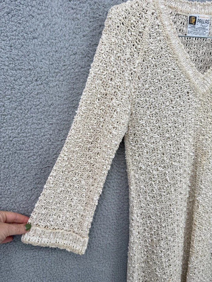 Vestido de punto abierto de lino irlandés telar a mano vintage de Palas Cottagecore Boho Prairie Foto 3 de 4